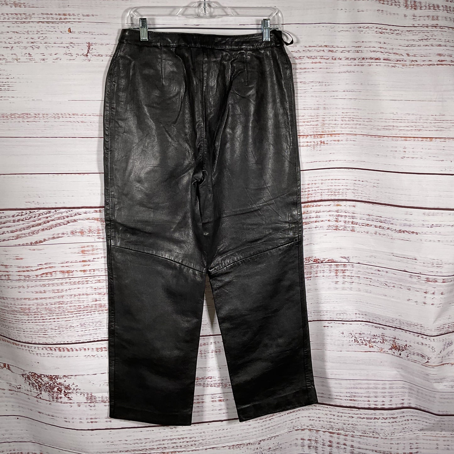 AMANDA SMITH Women's Black Leather Pants- SZ 8 Petite