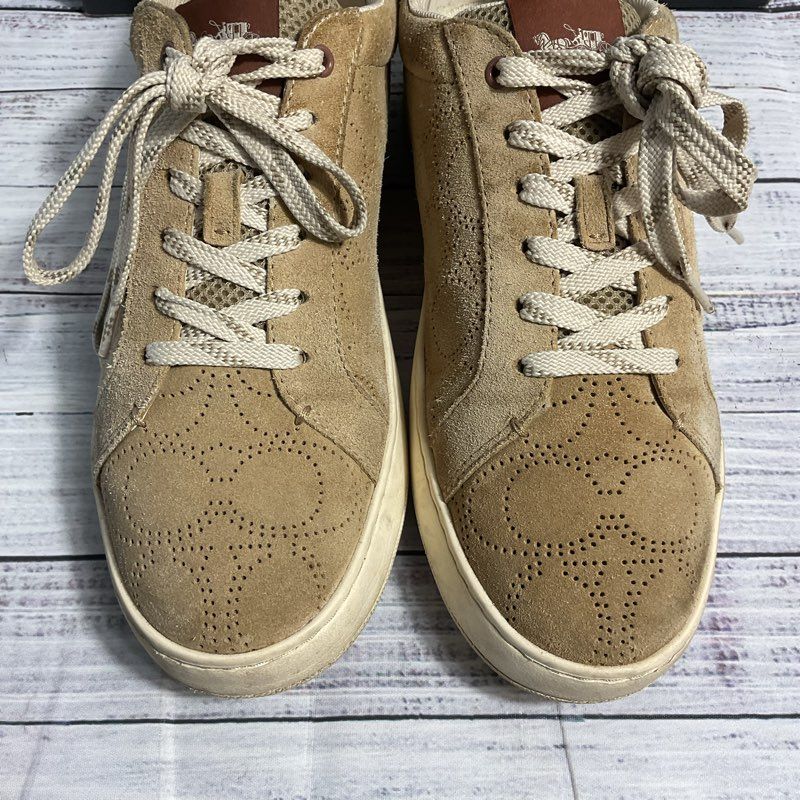 Coach Clip Perforated Khaki Sneakers Men's 8.5 in OG Box