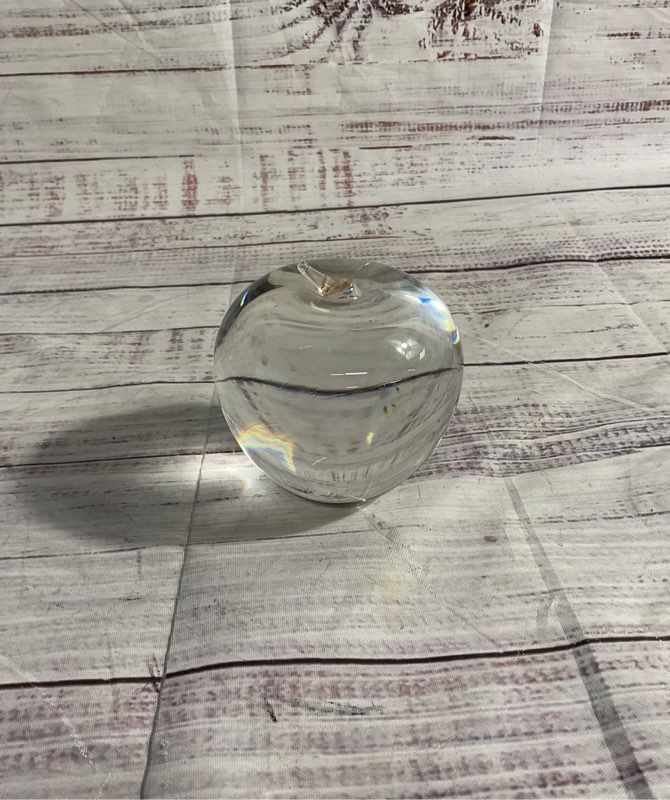 Tiffany & Co Apple Paperweight Clear Crystal 3" Signed
