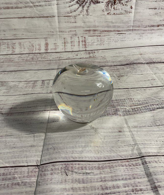 Tiffany & Co Apple Paperweight Clear Crystal 3" Signed