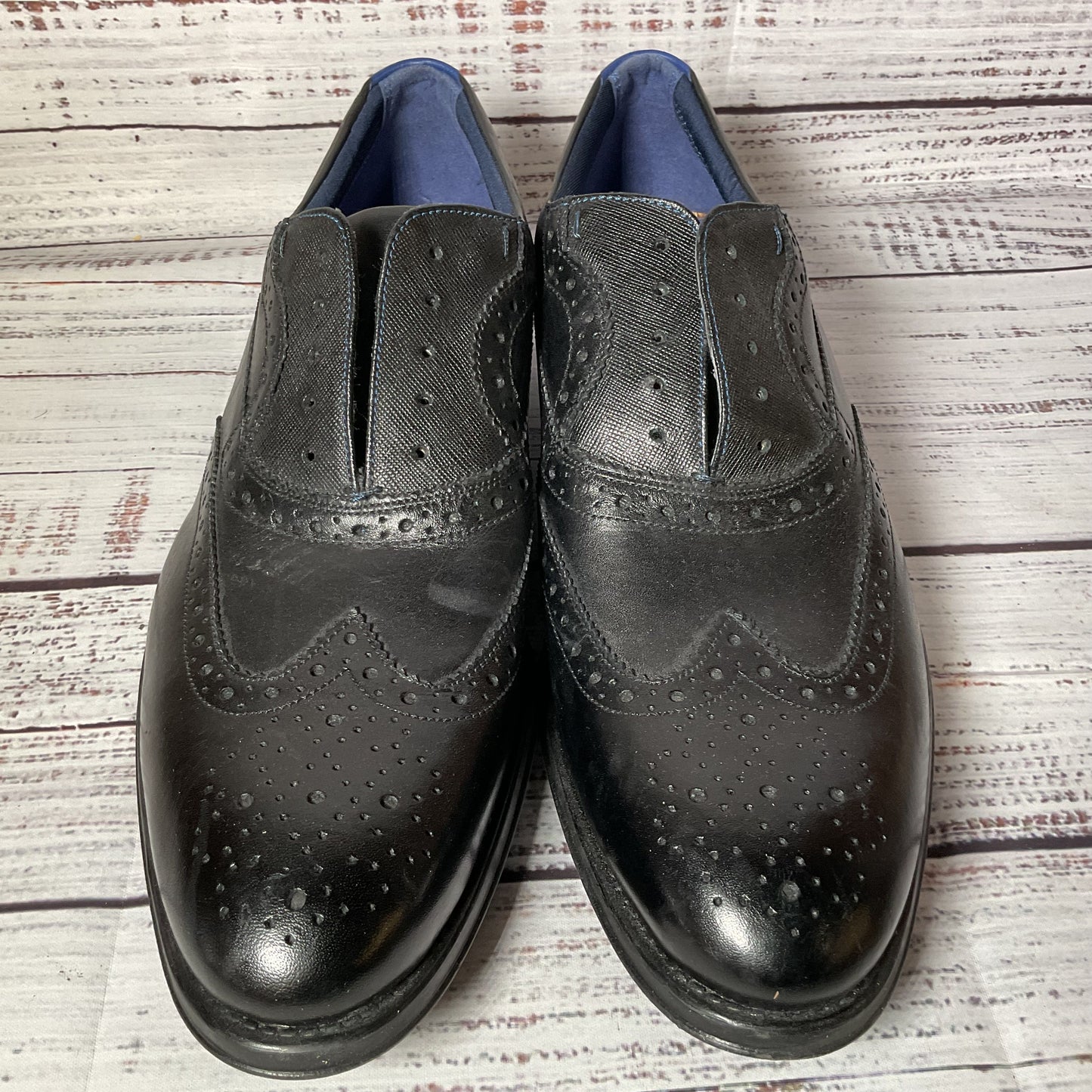 NWD TED BAKER Men's Black Derby Dress Shoes- SZ 10 (MISSING SHOES LACES)