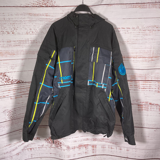 Nomis Black Yellow White Blue Stripes Ski Snow Jacket - Size L