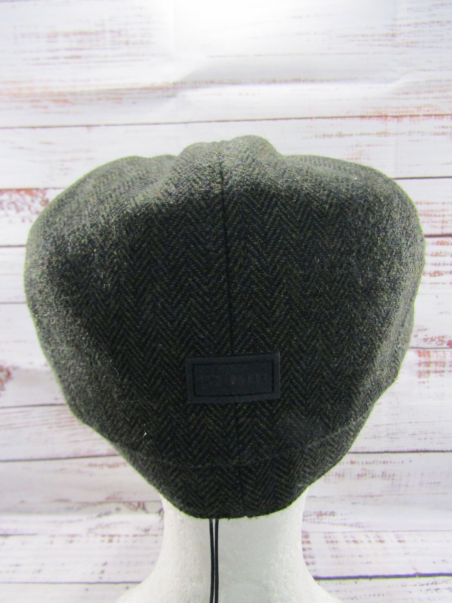 Ted Baker Olliii Men's Green Wool Blend Herringbone Baker Boy Cap Size S/M