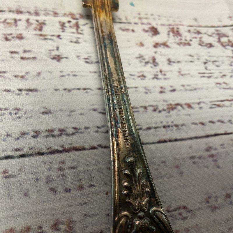 William Adams Sheffield Gold Silver Plated Serving Spoon Spork