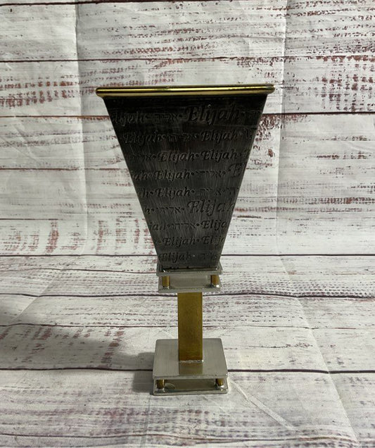 Elijah's Cup For Passover Seder Pewter & Brass Antique Finish by Joy Stember
