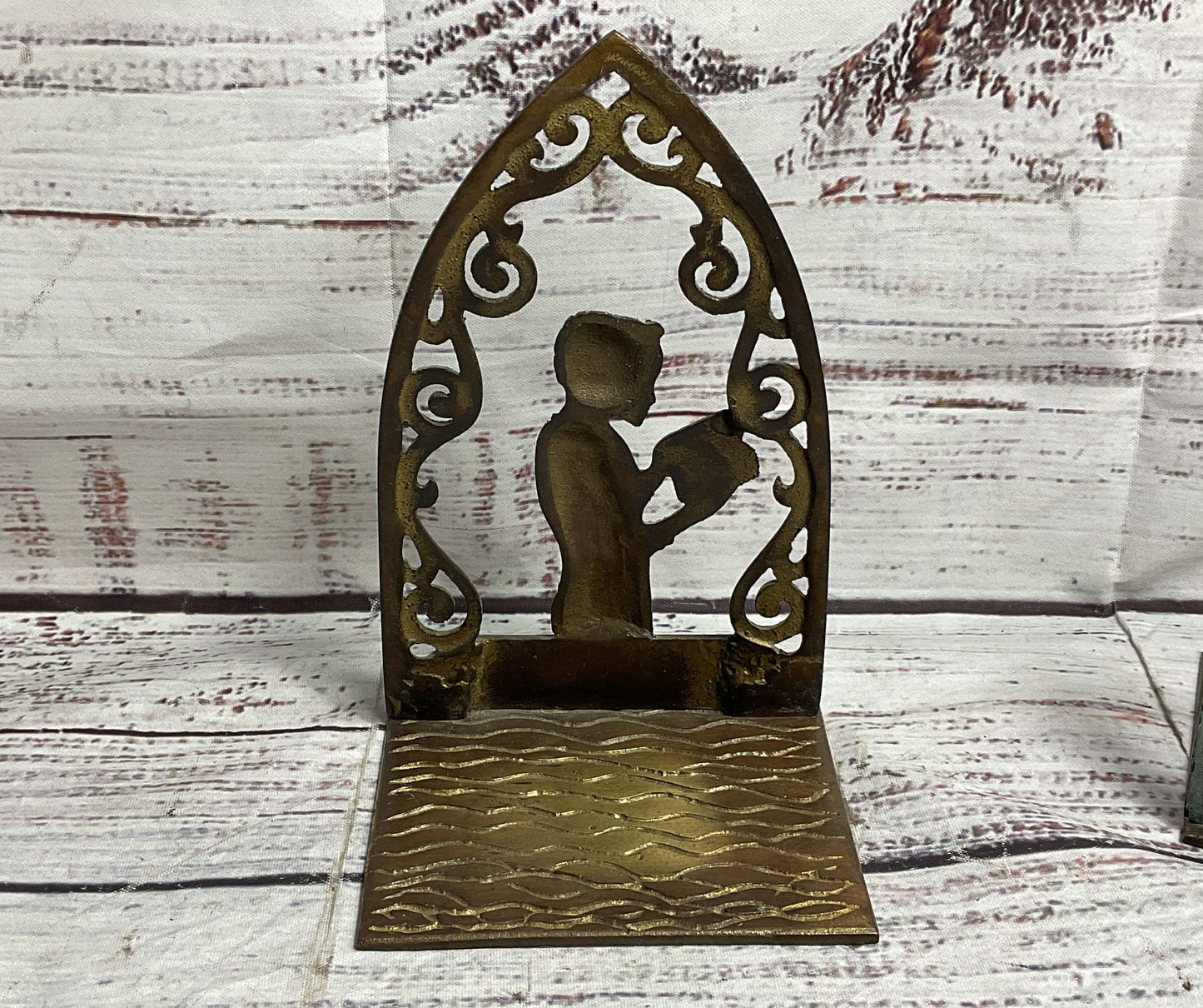 Vintage Made in Israel Mazal-Tov Bar Set of 2 Bookends Brass