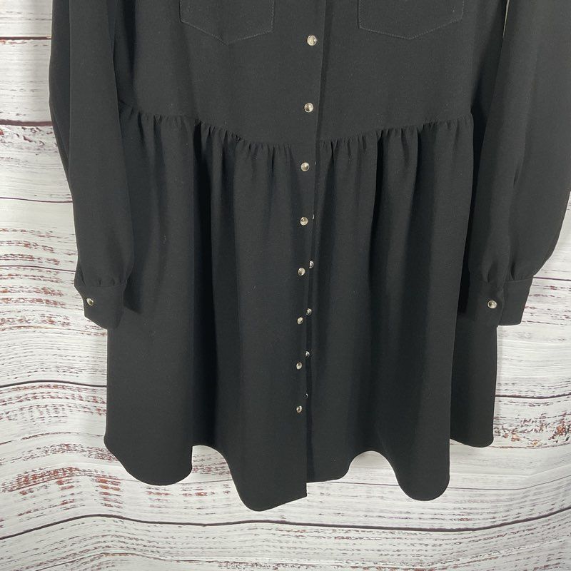 Sezane Black Long Sleeve Button Up Babydoll Mini Dress - Size 34