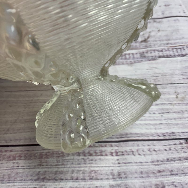 Vintage Opalescent Button & Panel Primrose Ruffle Edge 4" Glass Bowl Vase