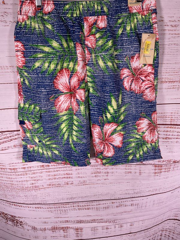 NWT Caribbean Roundtree & Yorke Men's Swimwear Tropical Pattern Swim Trunks M