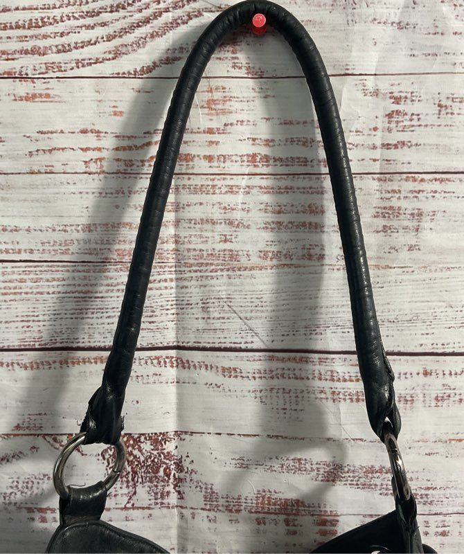 Oroton Women's Black Genuine Leather Bucket & Drawstring Satchel Shoulder Bag