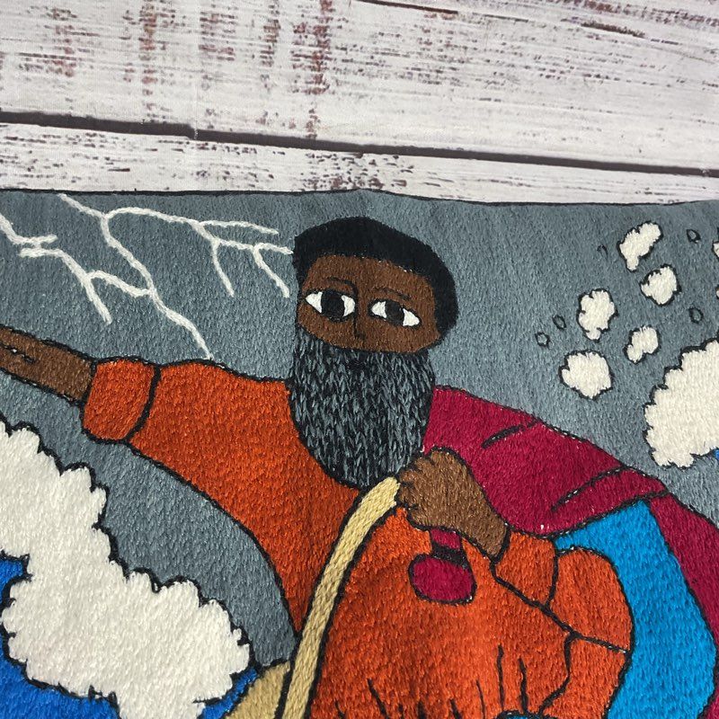 Ethiopan Jewish Art Handwoven Moses Parting the Sea Matzoh/pillow Cover