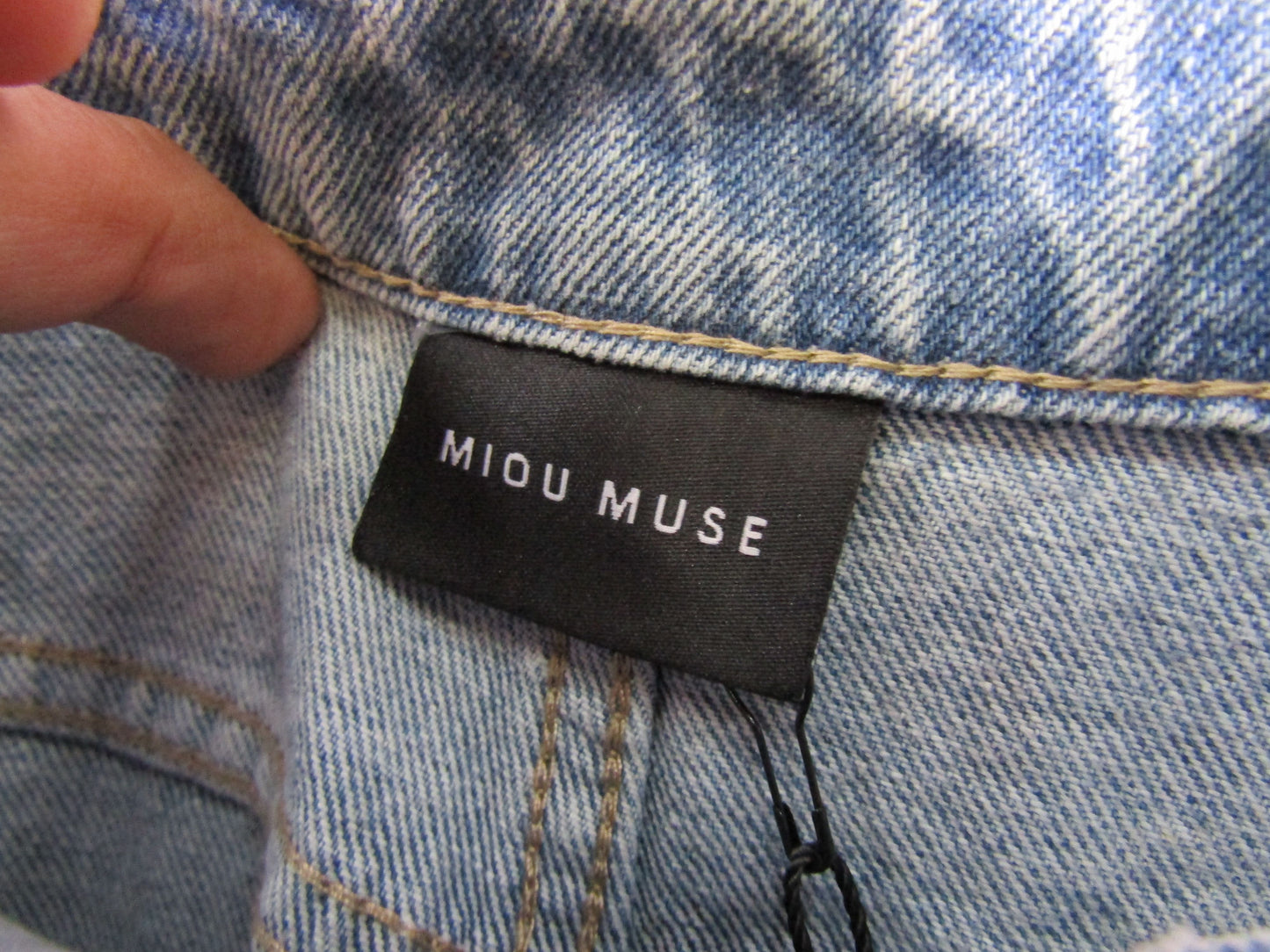 Miou Muse Copenhagen Women's Blue Denim Color Block Wide Leg Jeans Size S