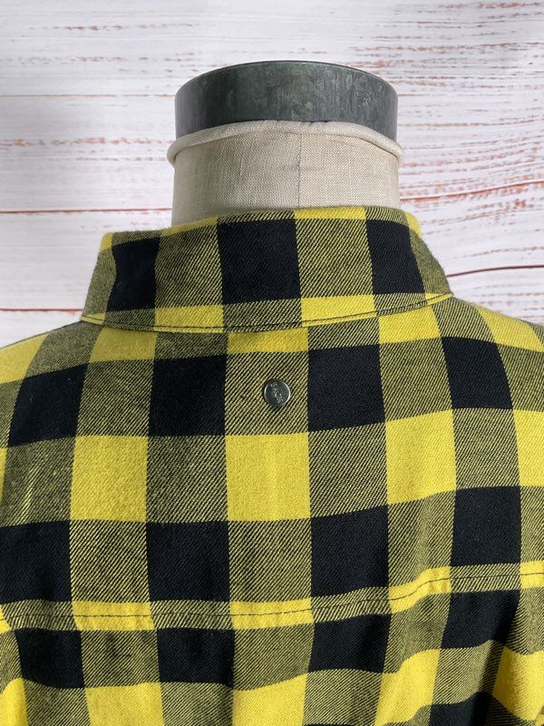 BACK Black & Yellow Plaid Button Up Long Sleeve Shirt Size 40 EUR Made in Turkey