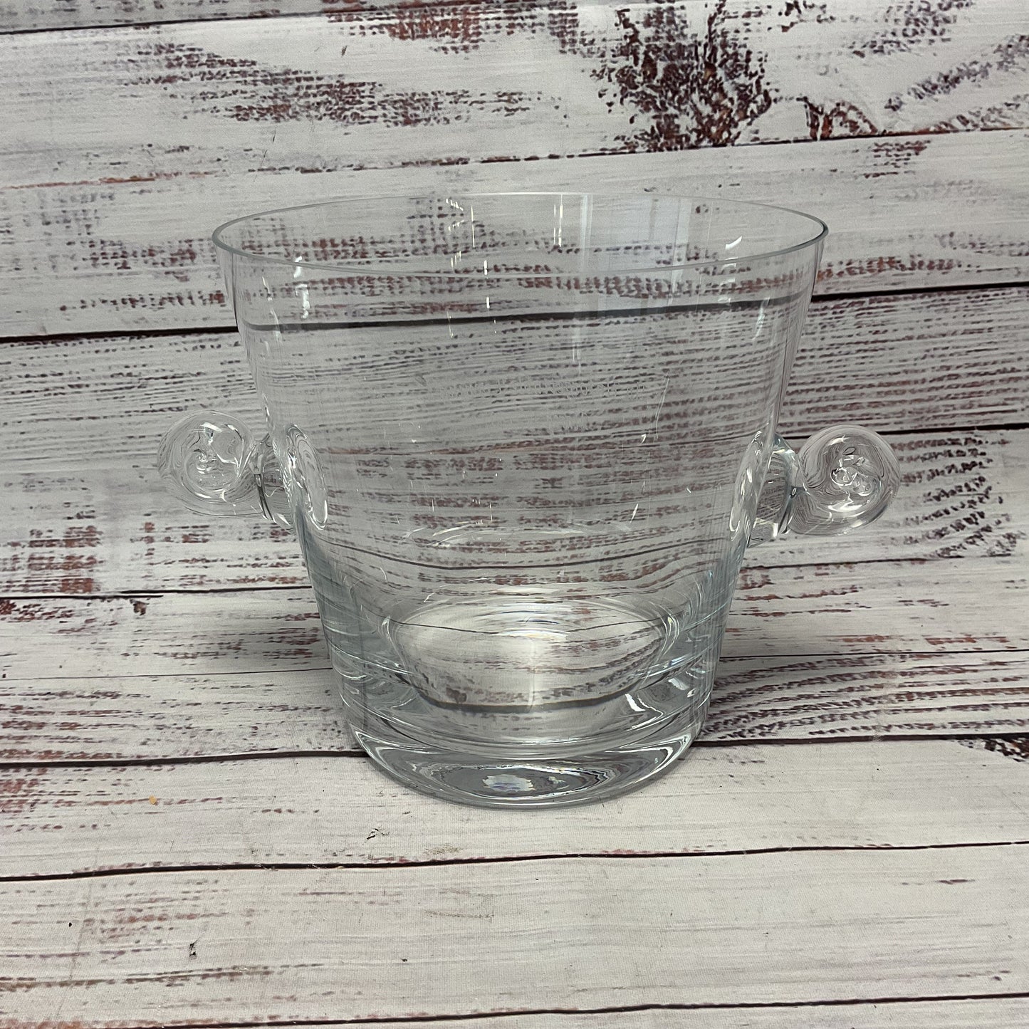 Tiffany & Co. Scroll Handled Crystal Ice Bucket Engraved March 17th 1997 Date 6"