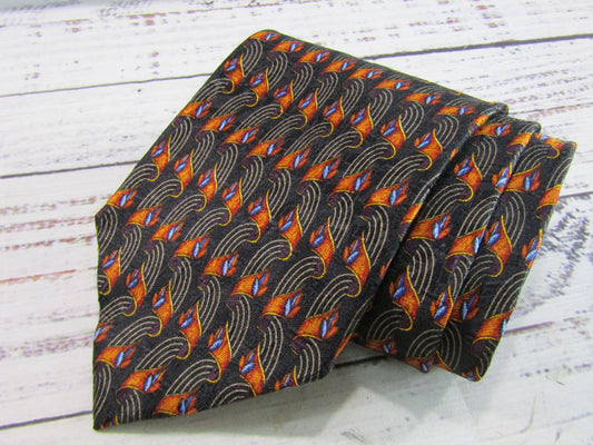 Vintage 90's Ermenegildo Zegna Men's Abstract Print Silk Tie Made in Italy