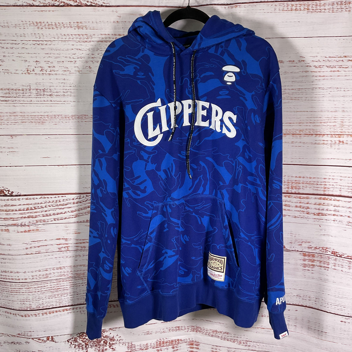 Aape Bathing Ape Bape x Mitchell & Ness Blue LA Clippers Hoodie Jacket Size XXL