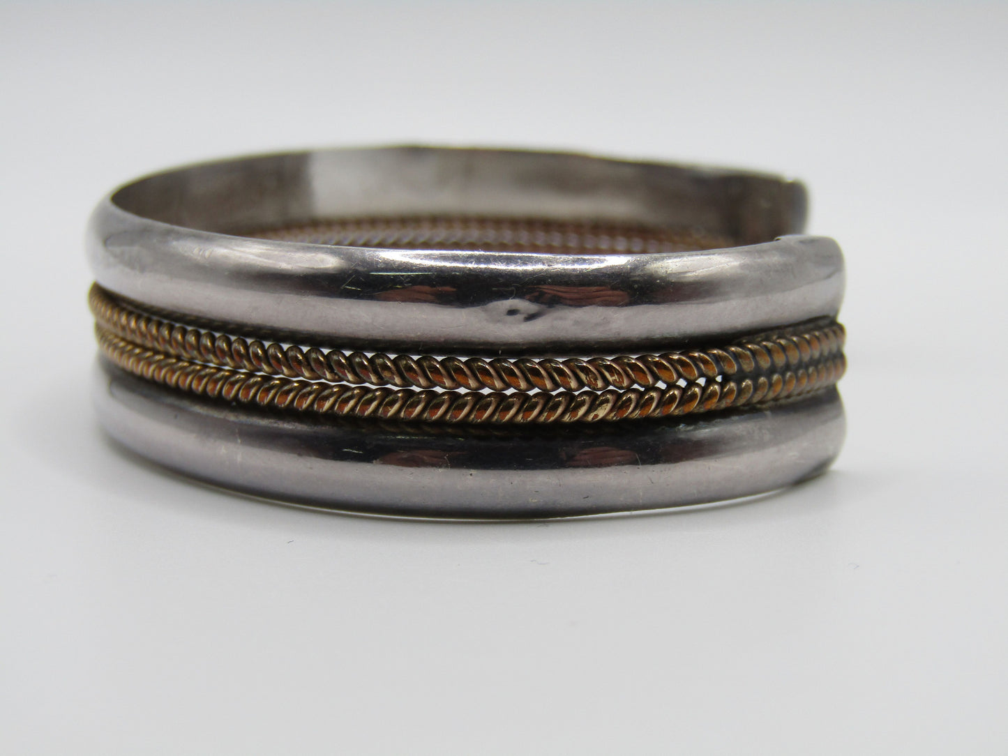 Vintage Fred Maloney Navajo Sterling Silver 12k Gold Filled Cuff Bracelet