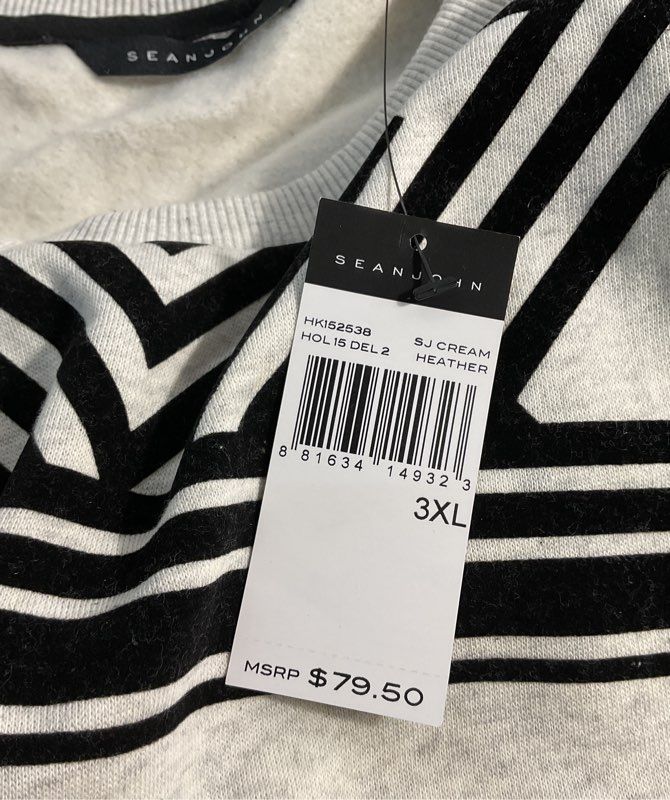 NEW Sean John Heather Grey & Black Top Pattern Pullover Long Sleeve Size 3XL