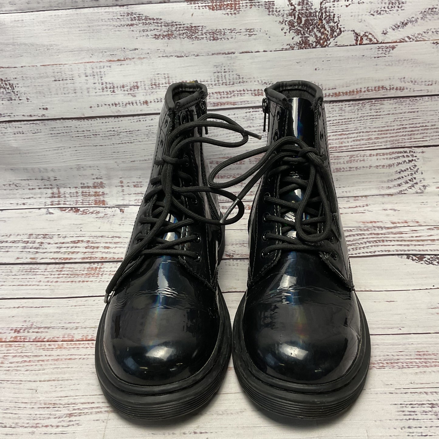 Dr. Doc Marten Black Rainbow Patent Leather 1460 Combat Boot Women Size 5