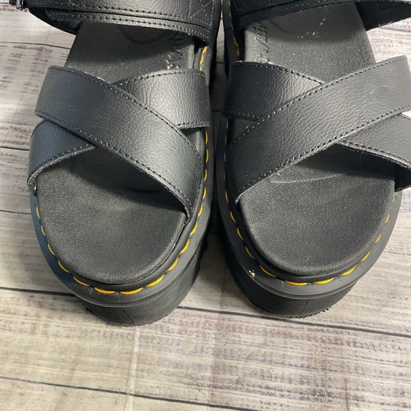 Dr. Martens Voss II Quad Black Leather Platform Gladiator Sandal Women's Size 9