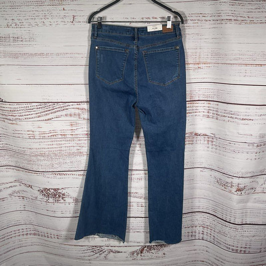 Judy Blue Raw Hem Medium Wash Blue Denim Flare Jeans - Size 30