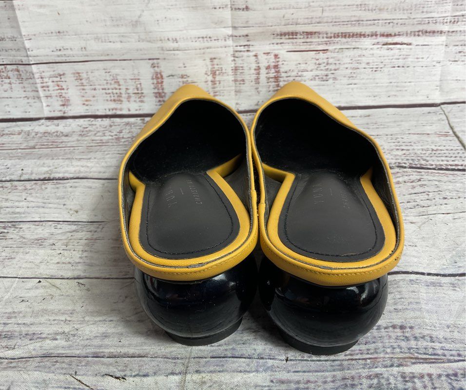 Yuna x Christy Ng Leather Mule Heels Yellow 39