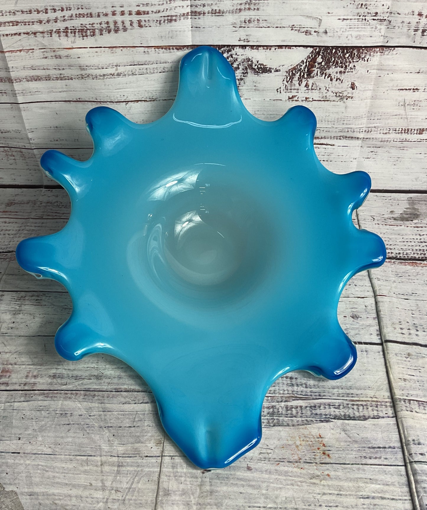 Modern Water Drop Splash 14.5" Glass Decorative Bowl Blue
