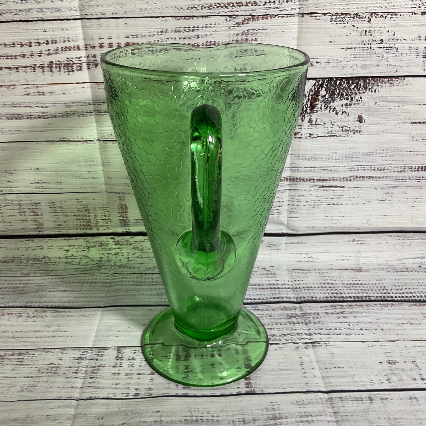 VTG. McKEE?? Green Crackle Glass Pitcher- 9"