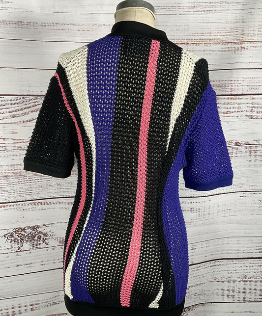 3.1 Phillip Lim Stripe Open Knit Polo Multicolor XS