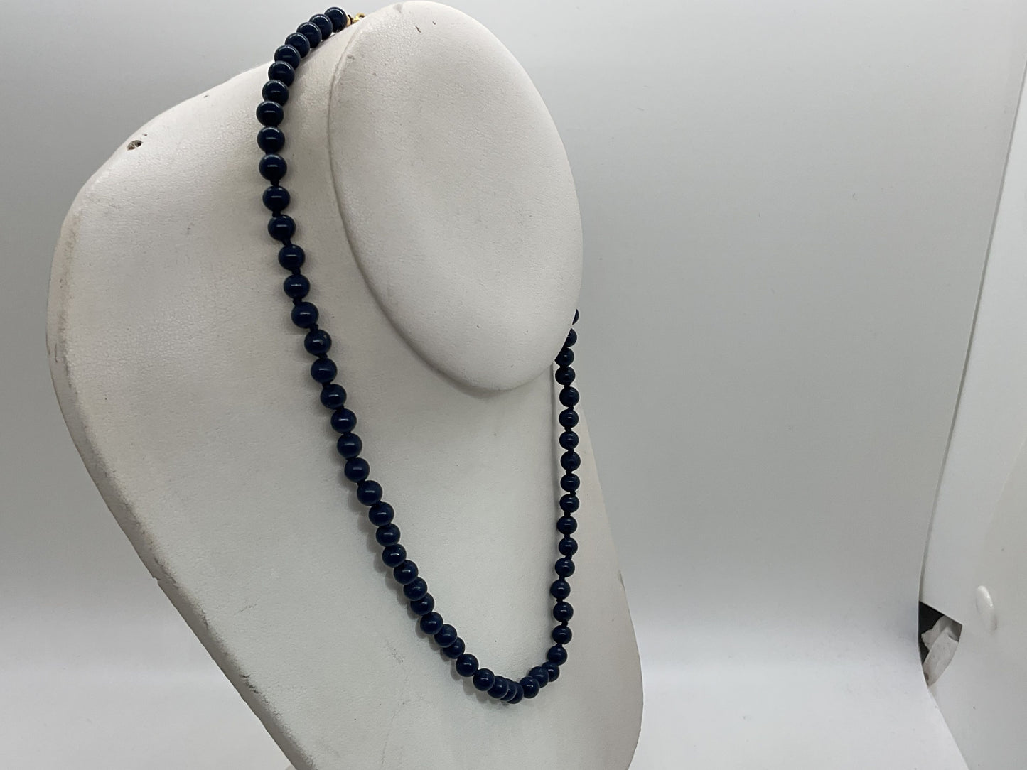 VTG. MONET Navy Blue Faux Pearl Beaded Necklace- 18"