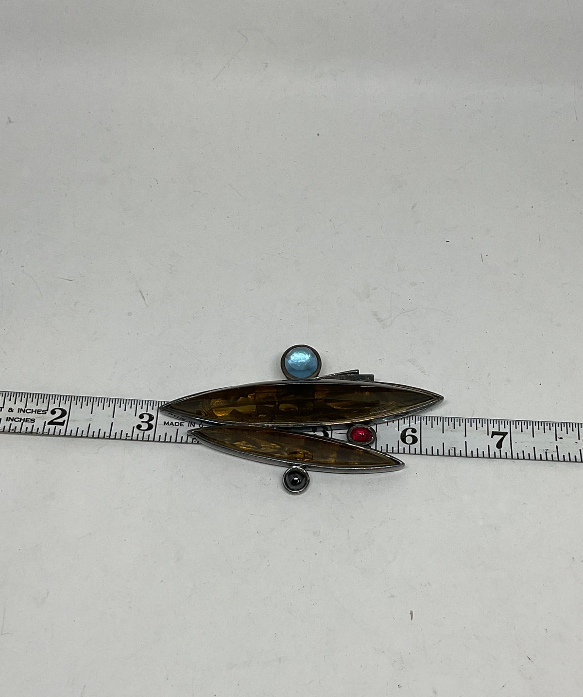 SEAN HILL Sterling Silver Large Pendant Resin with Blue Topaz & Ruby