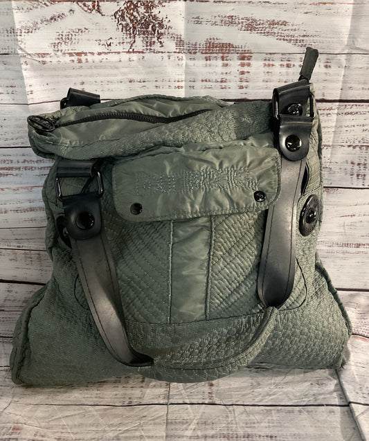 Diesel Vintage Quilted Textured Top Handle Tote Bag Green