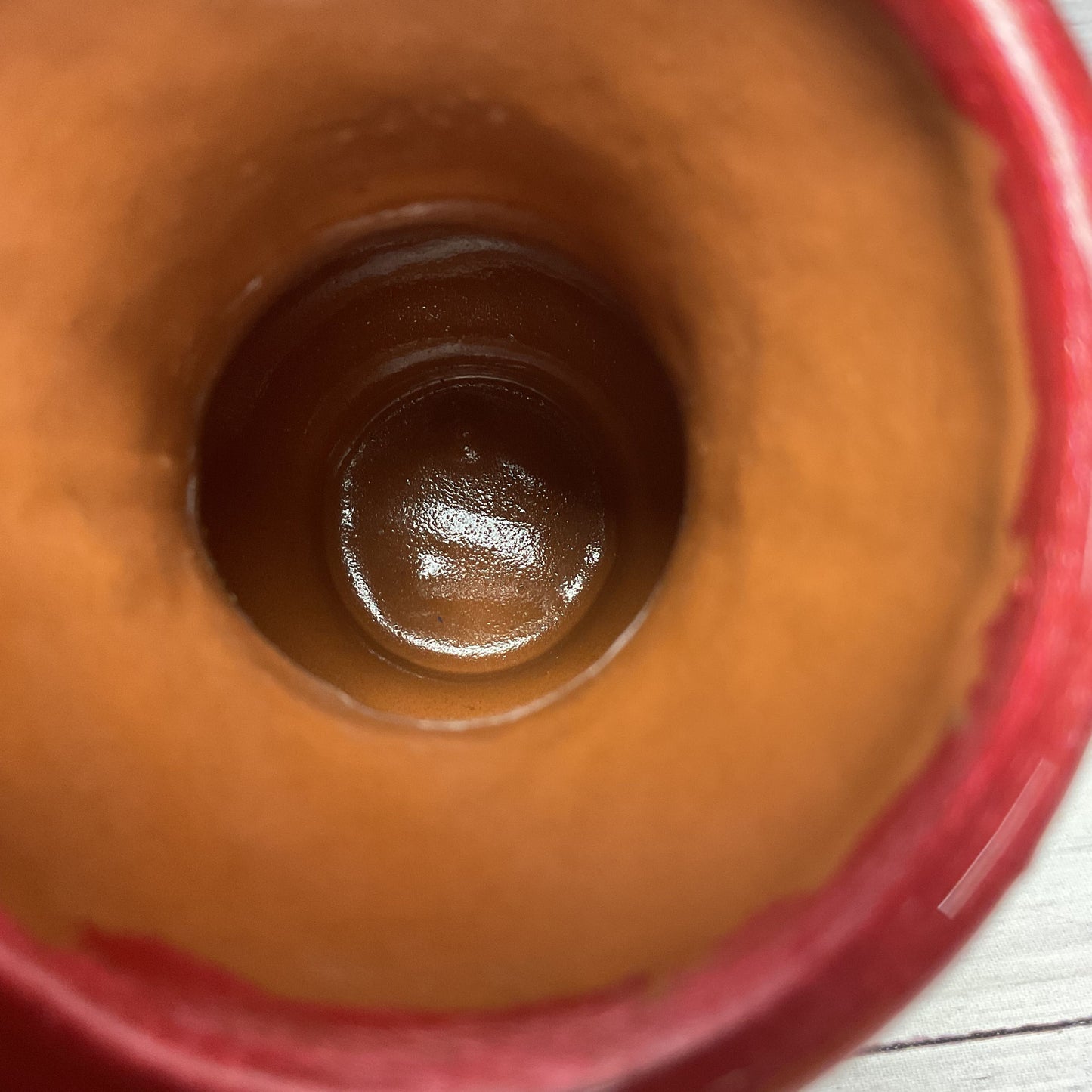 Mexican Clay Terracotta Pottery Flower Metallic Red Sunflower Paint 6"
