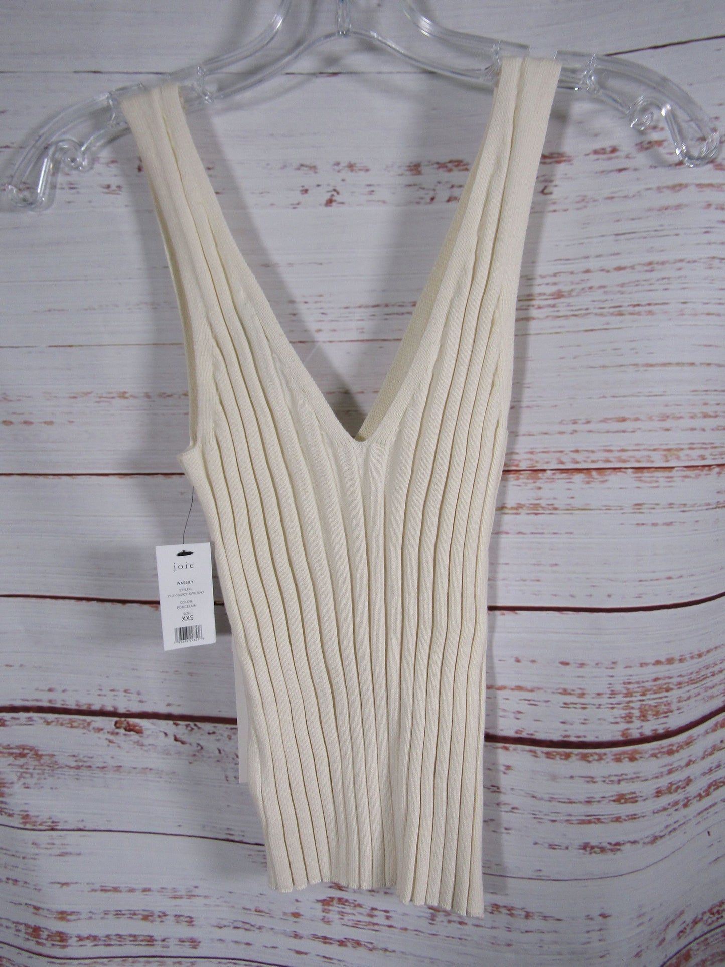 Joie Wassily Women's Porcelain White Ribbed Tank Top Size XXS