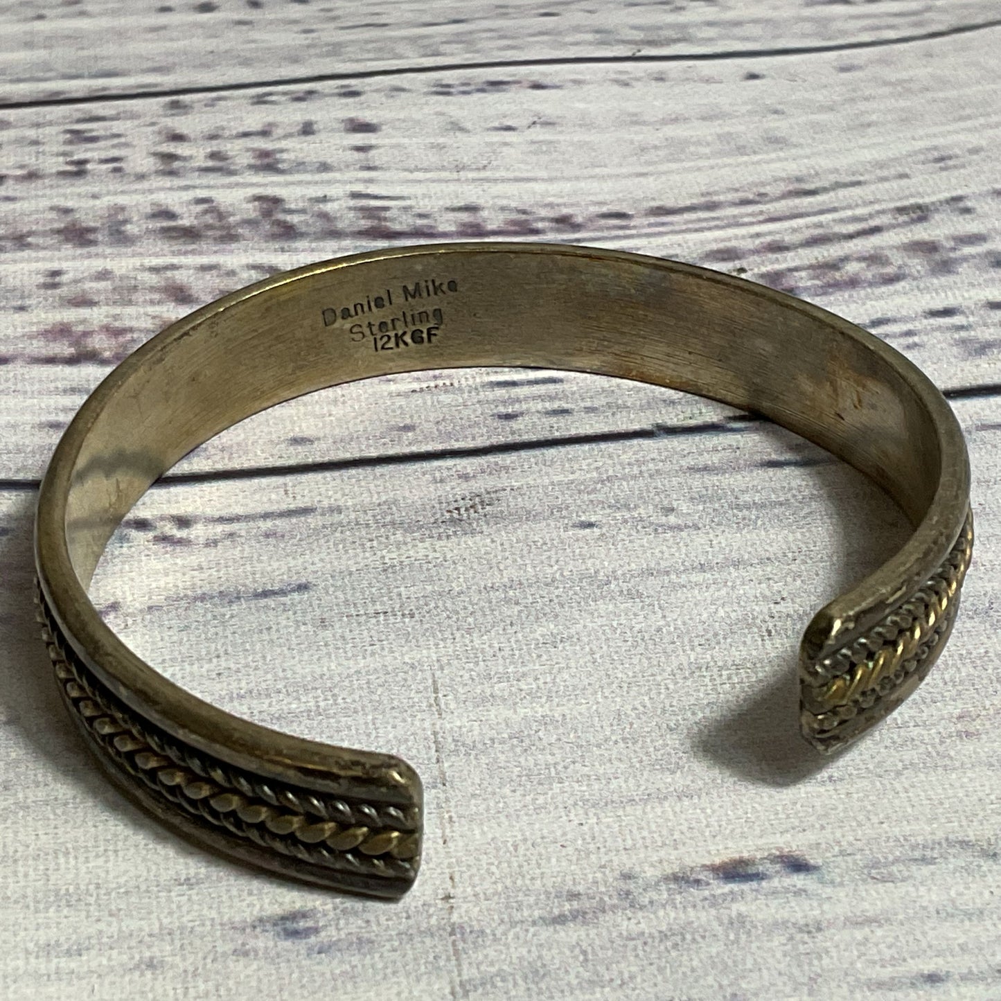 VTG. Native DANIEL MIKE Sterling & 12K Gold Filled Cuff 5.75" Bracelet- 20.17g