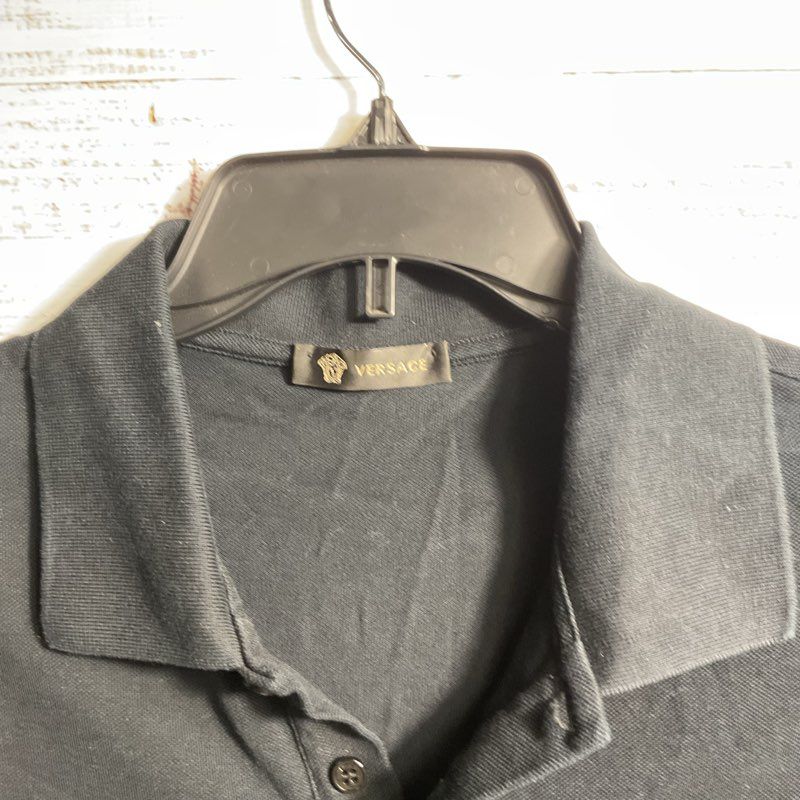 Versace Black Medusa Logo Embroidered Polo Shirt - Size XL
