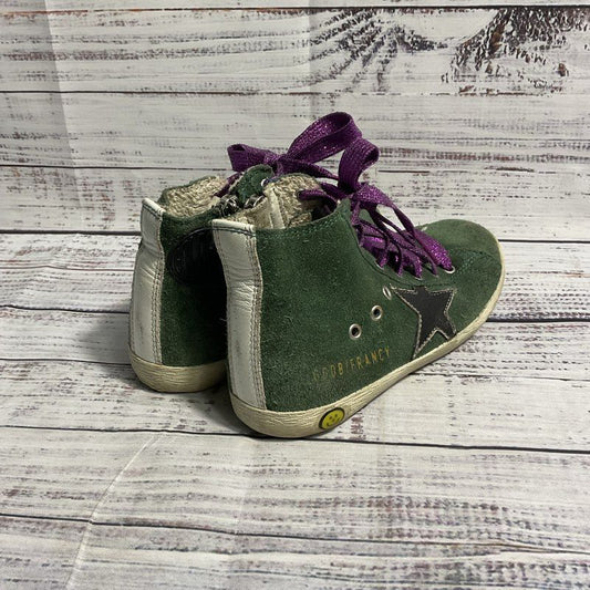 Golden Goose Green Suede High Top Sneaker w/ Purple Glitter Laces Kid's Size 30