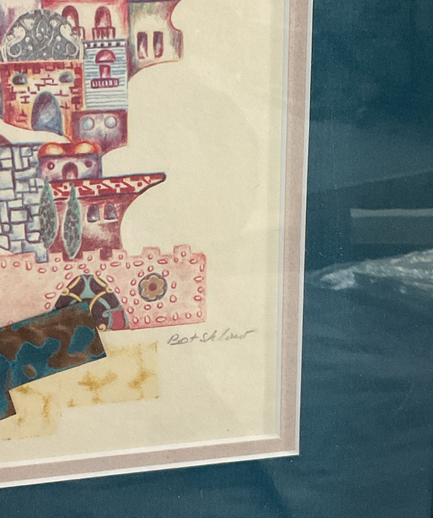 The Wailing Wall Framed Mixed Media Signed By Bat Shlomo