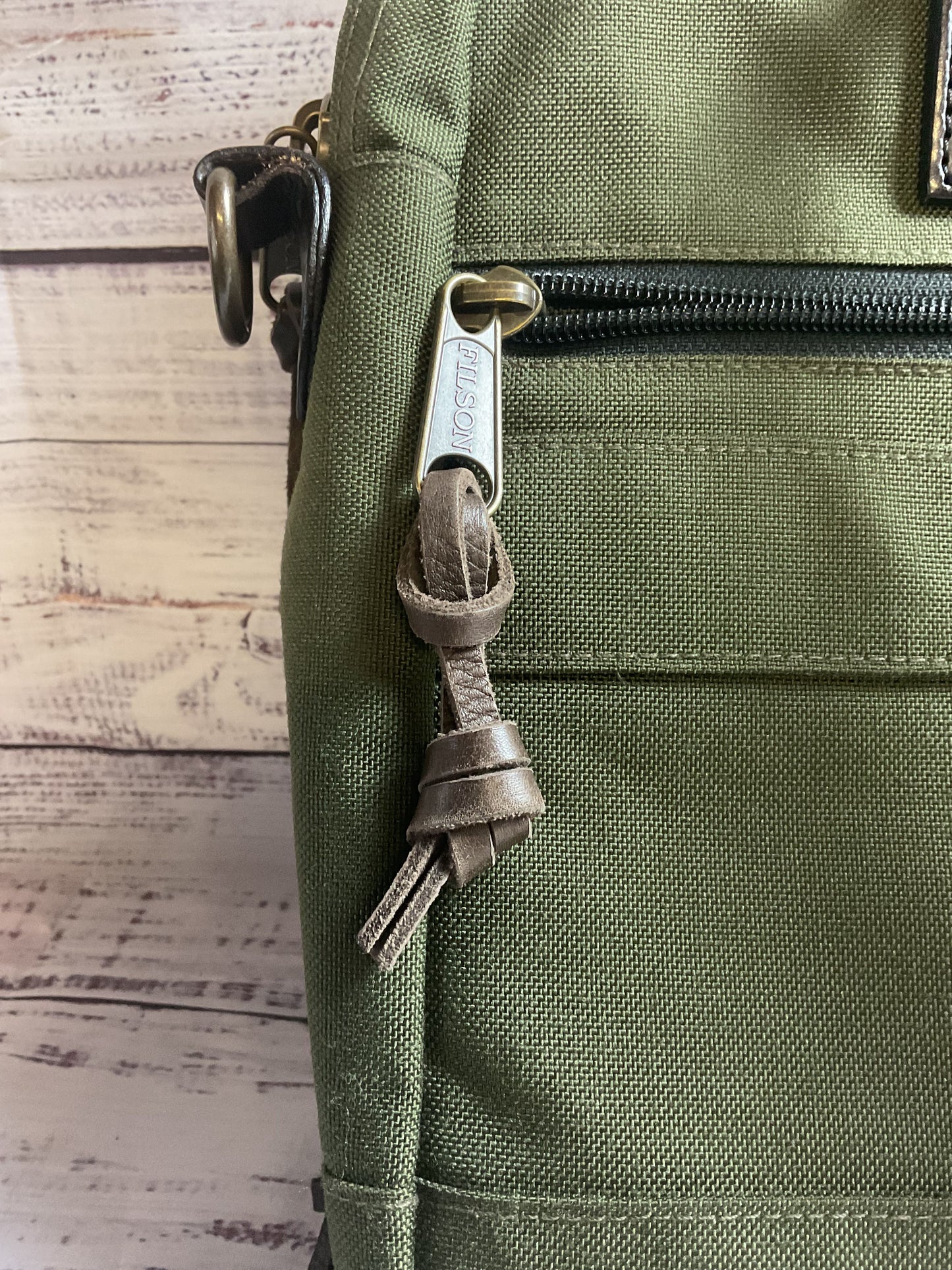 Filson Green Canvas Briefcase with Shoulder Strap
