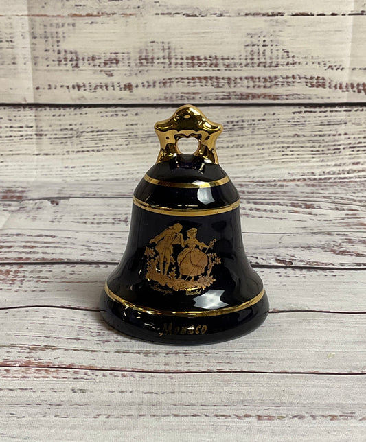 Vintage Rococo Limoges Castel France Porcelain 22k Gold Courting Couple Bell