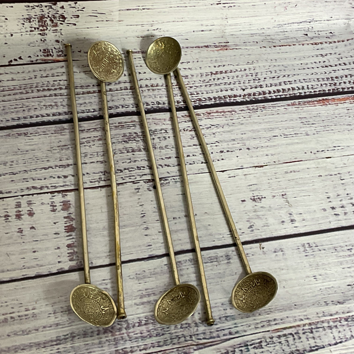 VTG./ANTIQUE MEXICO Mayan Calendar Straw Spoons