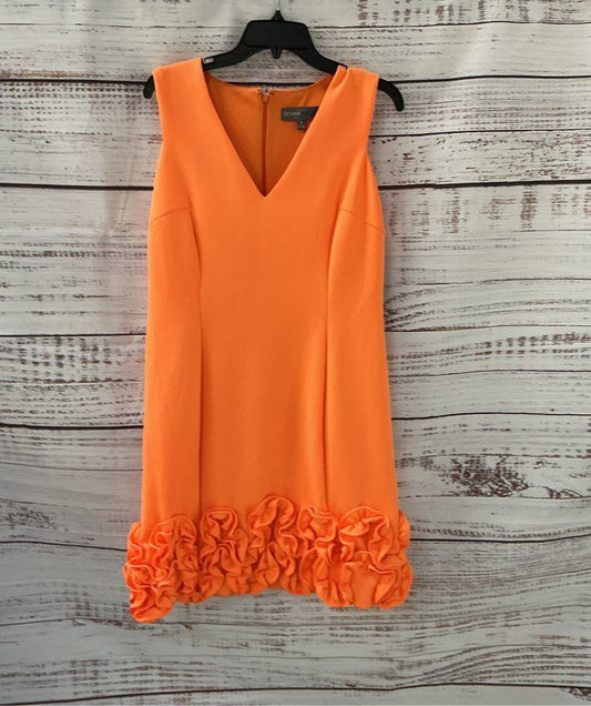 NWT Women's Donna Ricco Orange Dress with ruffled hem Size 12