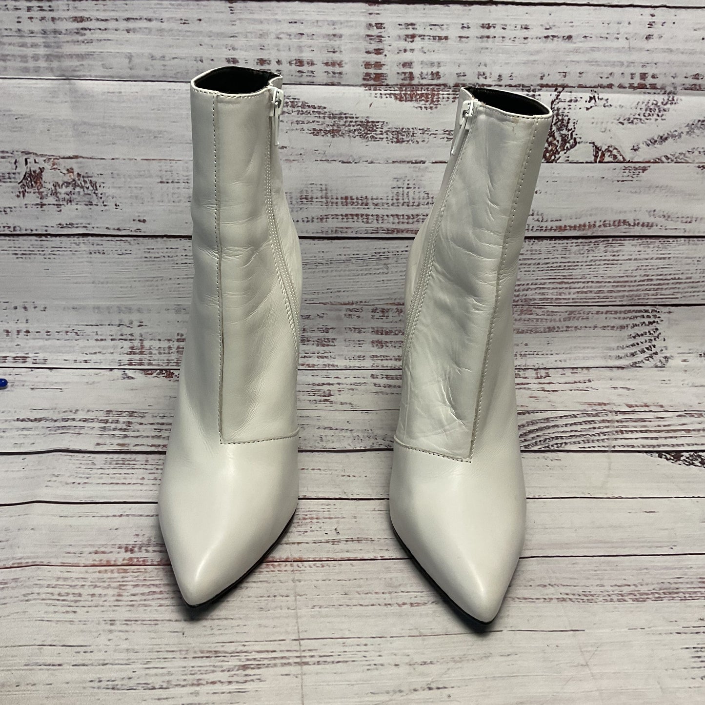 Tony Bianco White Capretto Boots Heels Side Zip Women Size 6