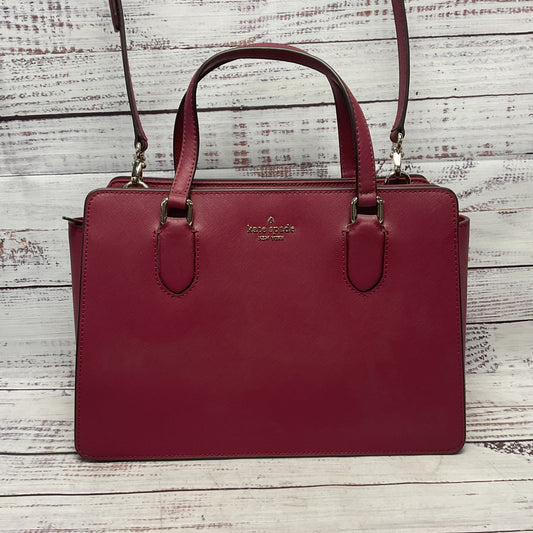 Kate Spade NY Laurel Way Reese Deep Plum Leather Satchel Top Handle Purse Bag