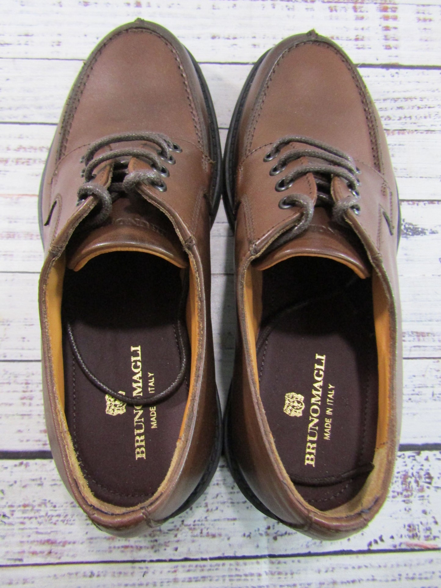 Bruno Magli Tyler Mens Brown Leather Split Toe Oxford Shoes Size 7 Made in Italy