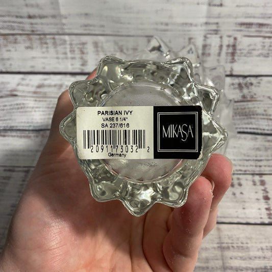 Mikasa Crystal Frosted Swirl Parisian Ivy Vase 6.25” Made In Germany