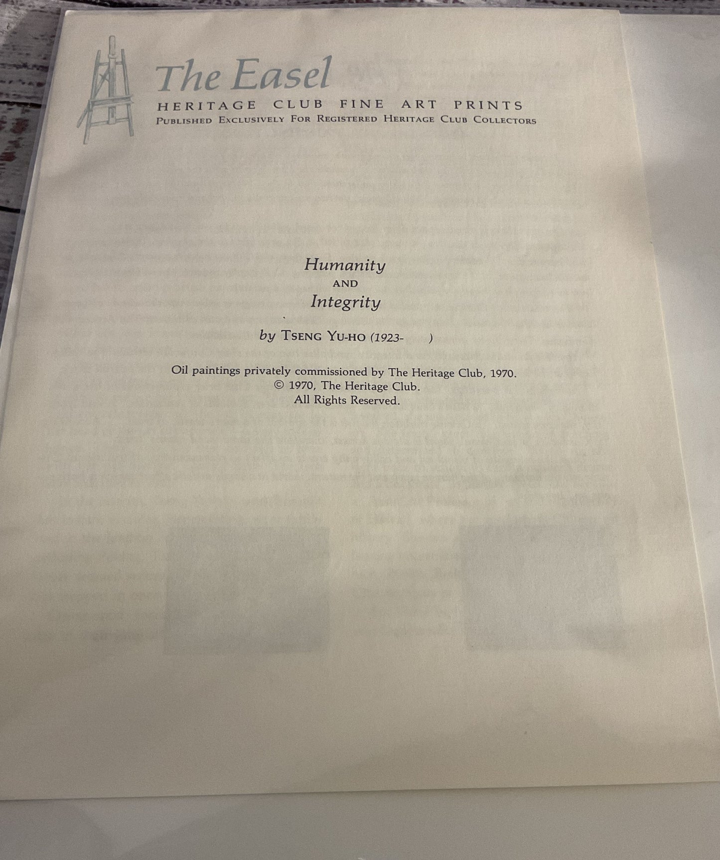 The Heritage Club Humanity & Integrity Print by Tseng Yu-Ho 1563/9500 Print