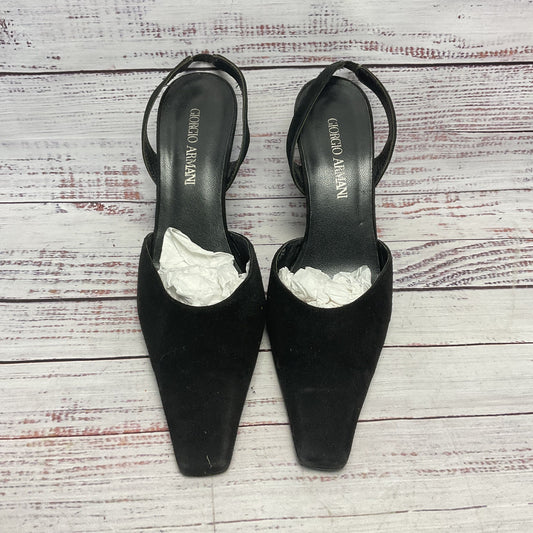 Giorgio Armani Black Suede Slingback Heel Women Size 8