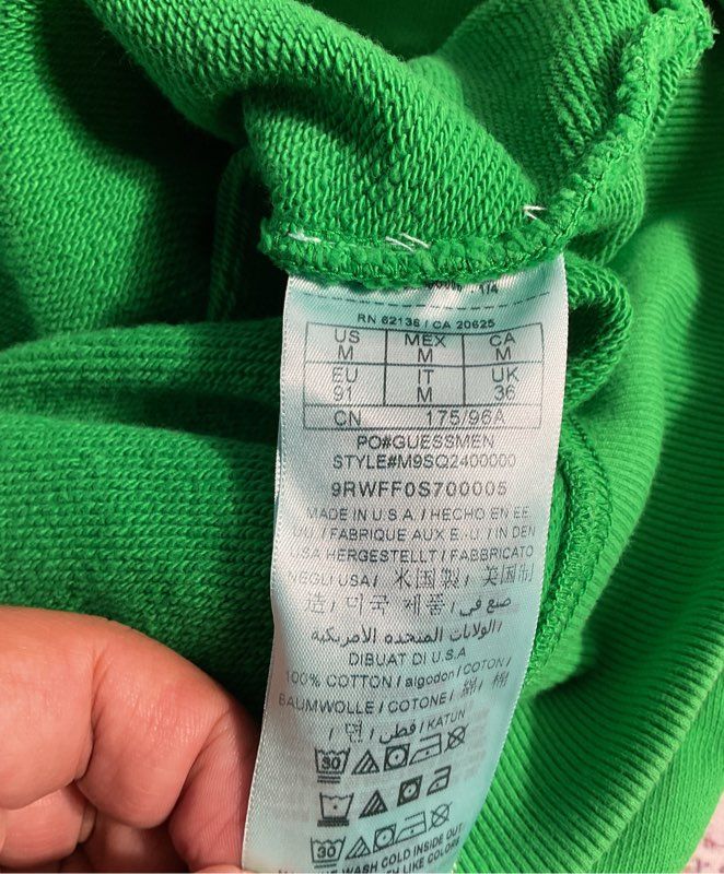 Guess USA x Jon & Vinny's Italian Green Hoodie Sweatshirt Made in USA Size M