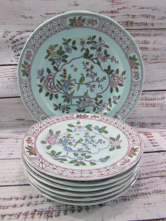 Adams Singapore Bird 6 Dessert Plates & 2 Salad Plates Made in England